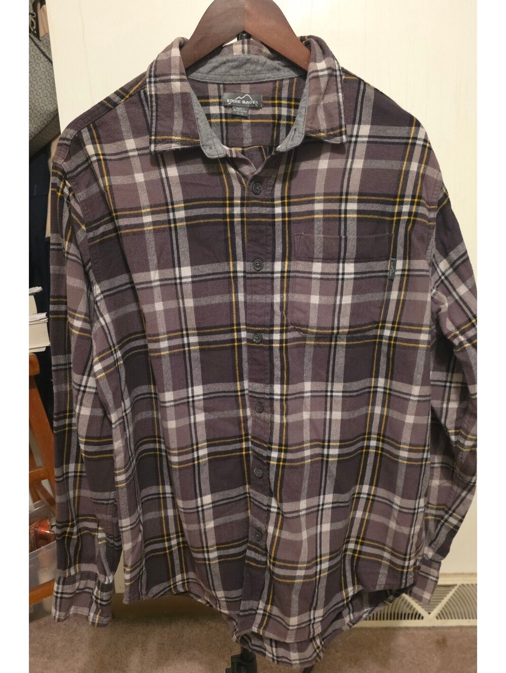 Eddie Bauer plaid button-front shirt